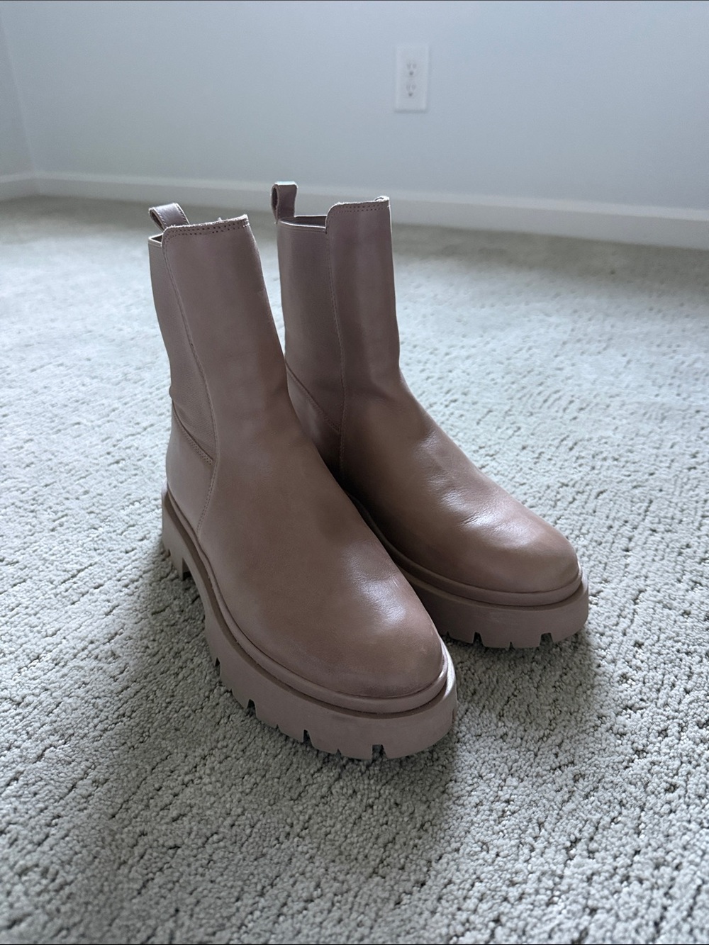 SCHUTZ Chunky Chelsea Platform Boots in Taupe